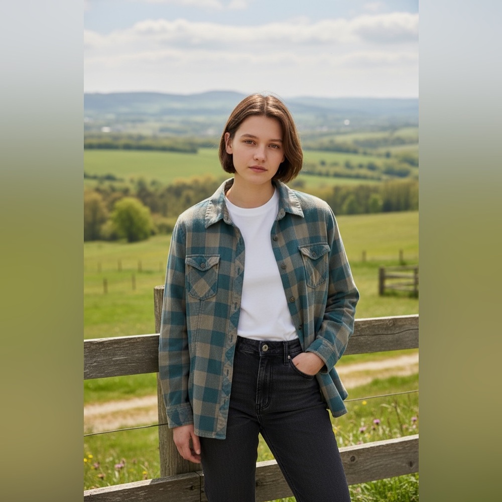 Natural Reflection Green Plaid Shirt